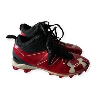 Under Armour Shoes‎ Boys Cleats Size 4Y Red Lace Up